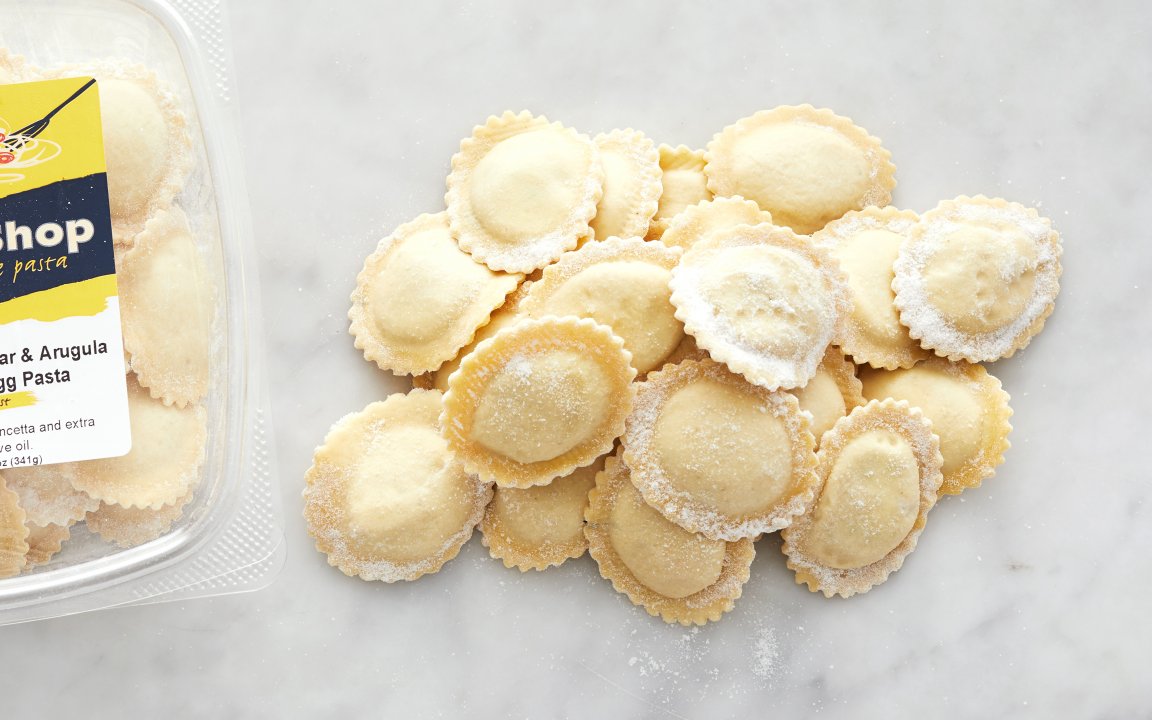 Goat Cheese, Pear & Arugula Ravioli The Pasta Shop SF Bay Good Eggs