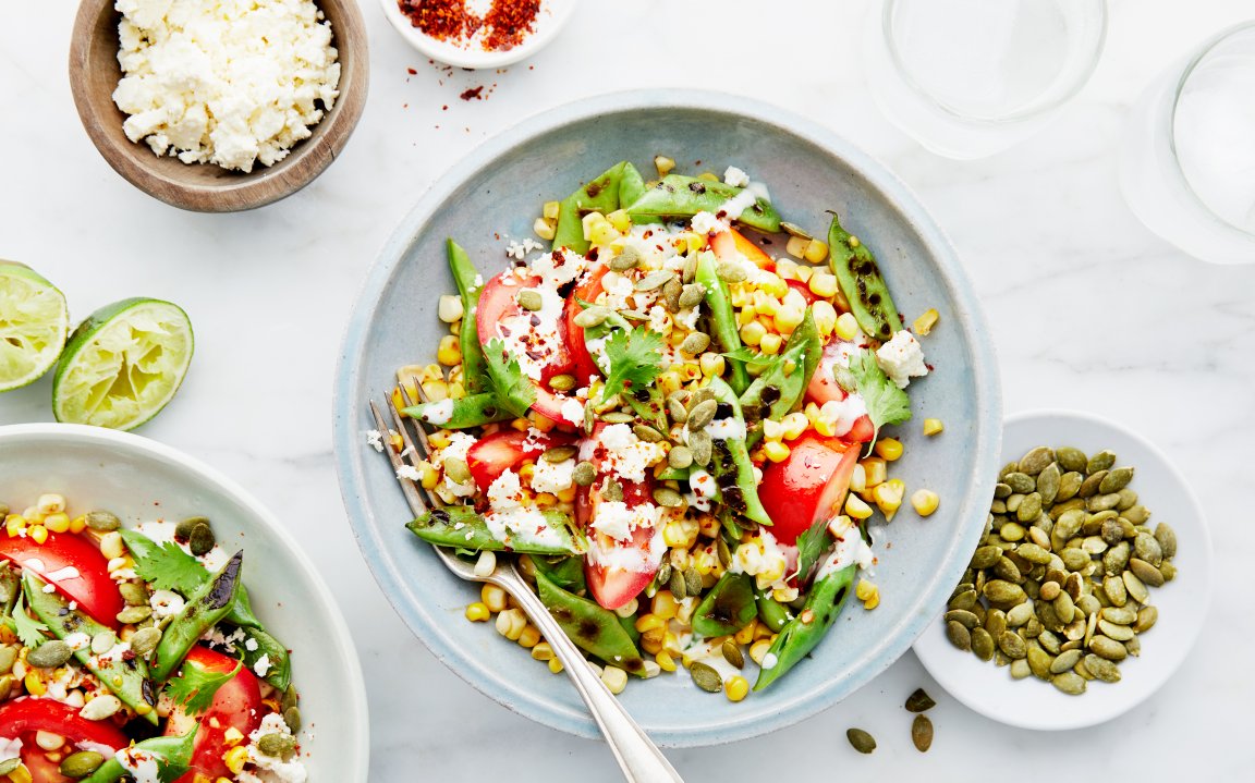 Corn Salad with Romano Beans & Pepitas
