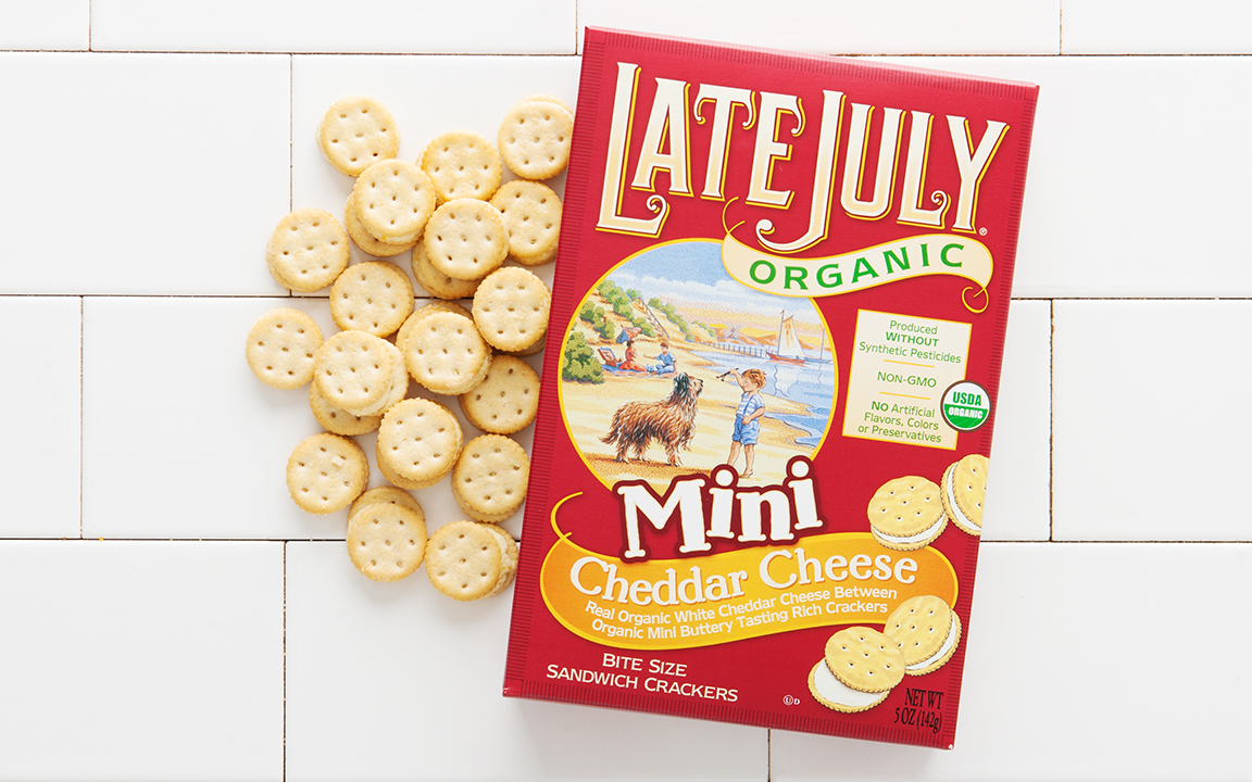 Organic Cheddar Cheese Sandwich Crackers Late July Organic Snacks