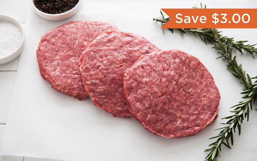 GrassFed Beef Burger Patties 3Pack (Frozen) Stemple Creek Ranch