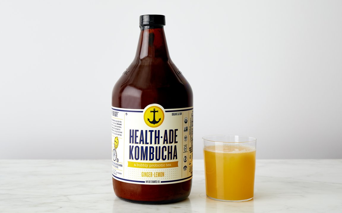 Organic Ginger Lemon Kombucha Growler HealthAde Kombucha SF Bay