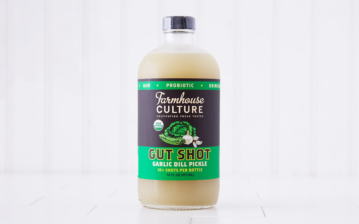 Organic Garlic Dill Pickle Probiotic Gut Shot Farmhouse Culture SF Bay Good Eggs
