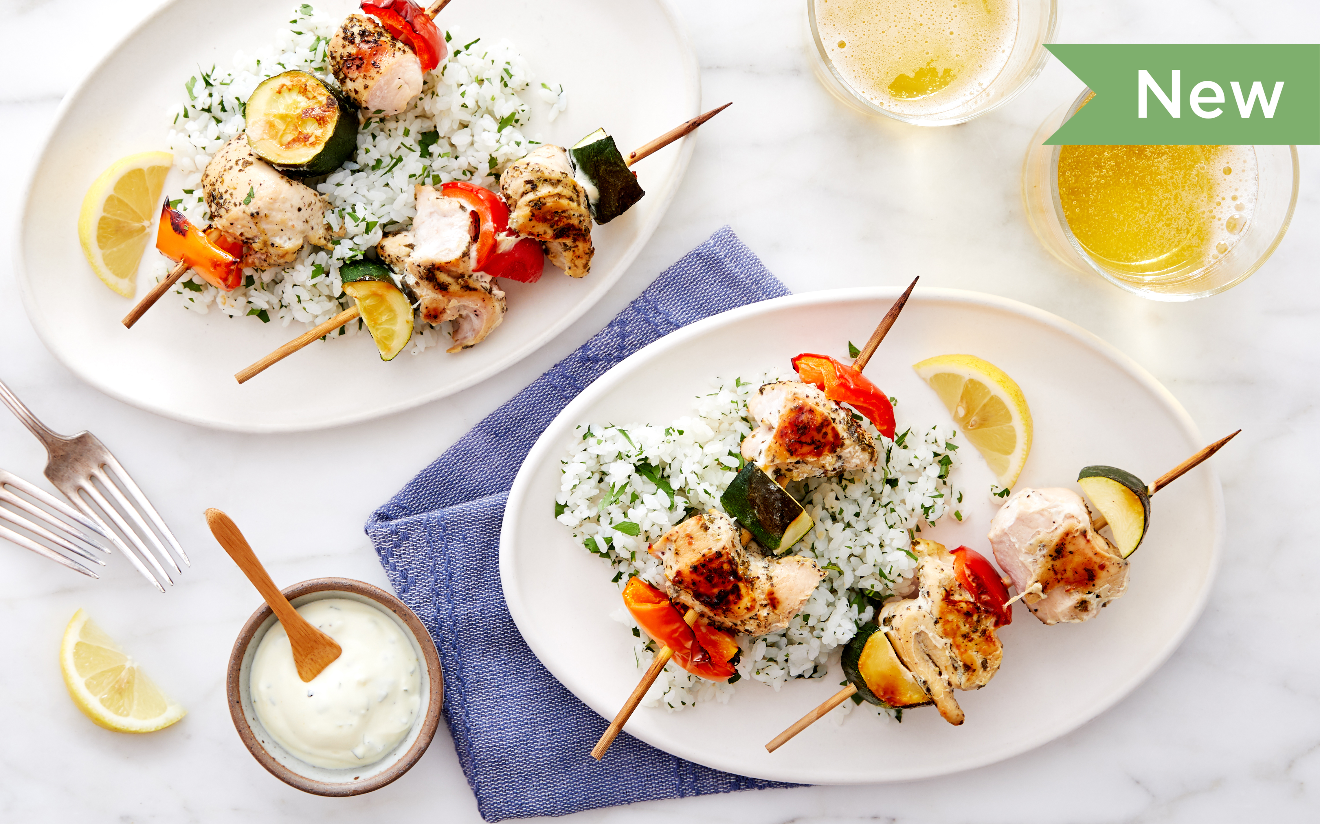 Lemon-Herb Chicken Kebabs with Zucchini & Peppers